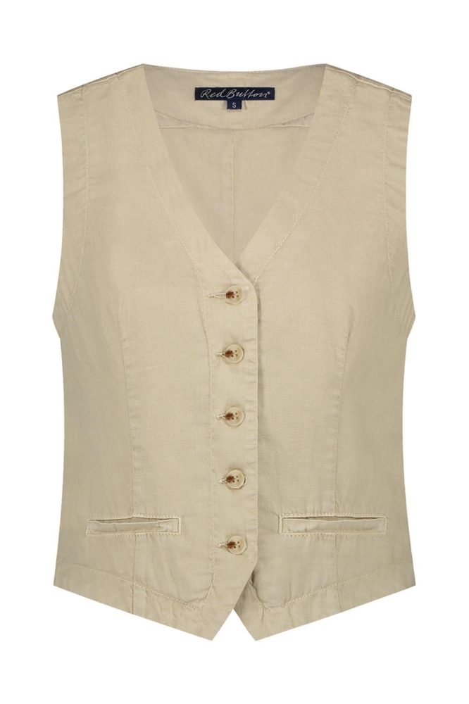 WAISTCOAT COTTON LINEN SRB4506 PEBBLE